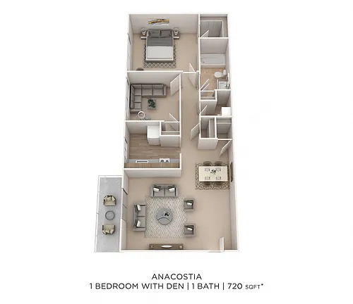 Floor plan One Bedroom - 720 sqft
