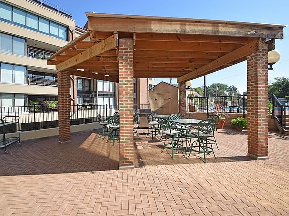 Gathering outdoor space with community grills.