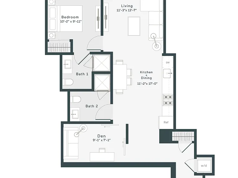 D2 floor plan 1400 Wabash