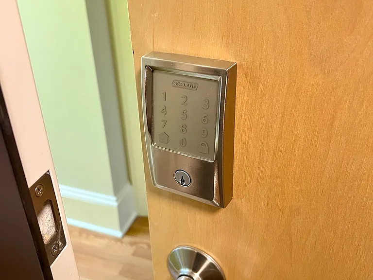 High-end Schlage keypad entry for security.