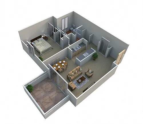 Floor plan One Bedroom Deluxe