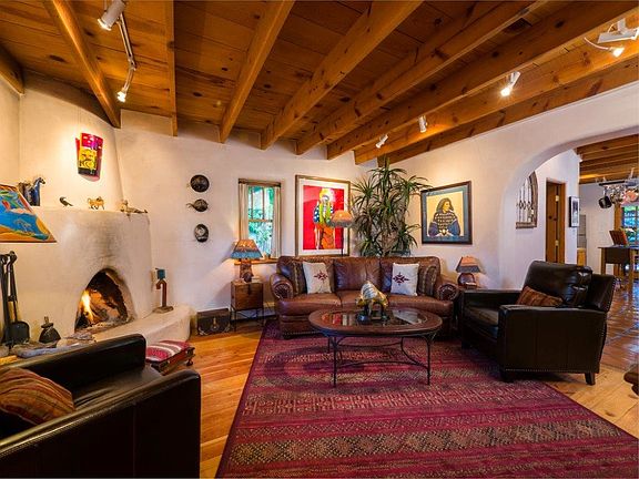 Living area with comfy leather furnishings
