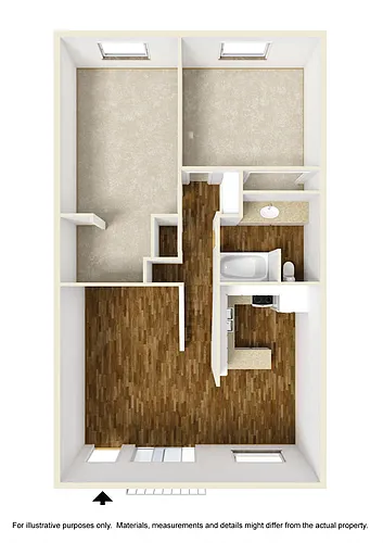 Floor plan 2 Bedrooms 1 Bathroom Plan E