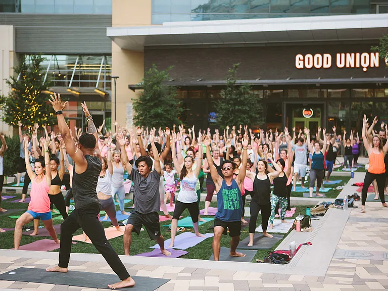 Take advantage of Reef Point's free yoga in the park every Saturday morning at 9 am