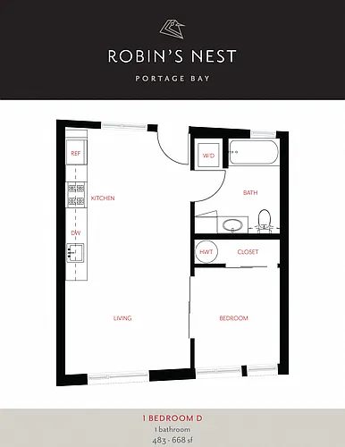 Floor plan 1 Bedroom D