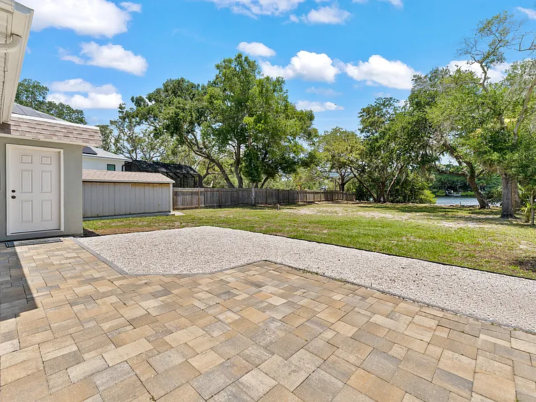 Backyard with water view