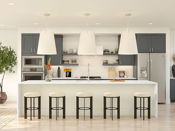 Waterfall edge island in kitchen