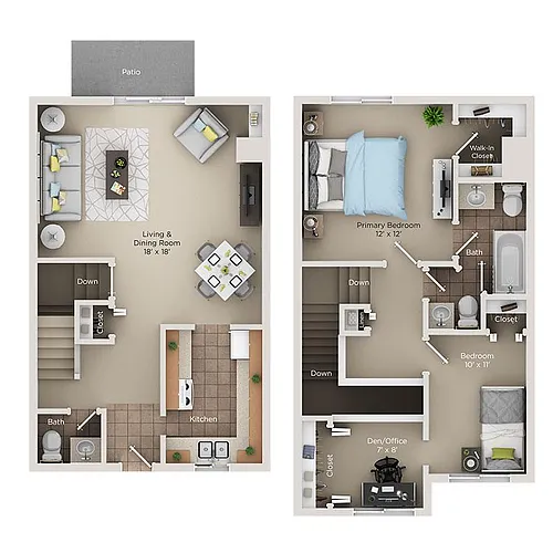 Floor plan Renovated 2-Bedroom Townhome