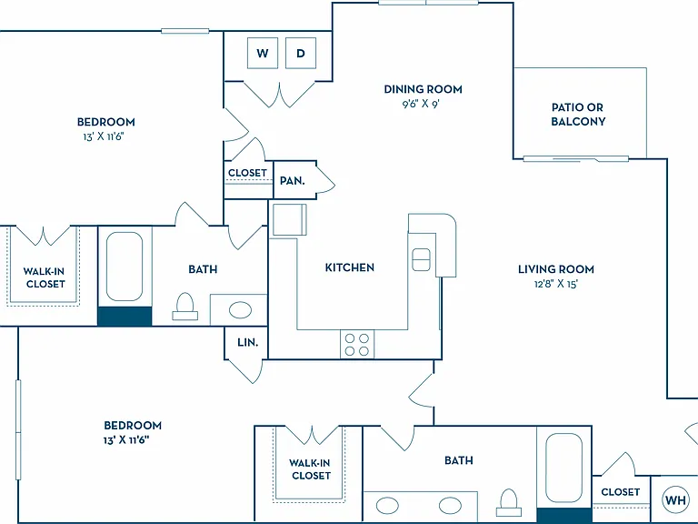 2 Bedroom | 2 Bath | 1076 SF 2 Bedroom | 2 Bath | 1076 SF