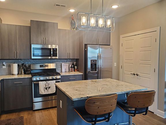Kitchen island with bar seating.