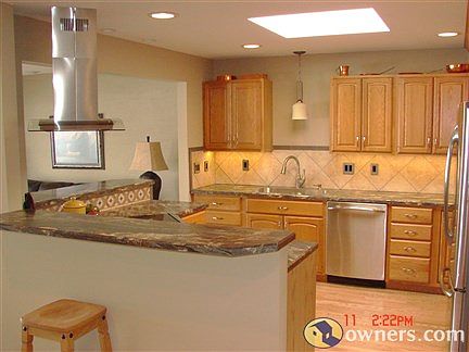 Under counter LED lighting and sky light.