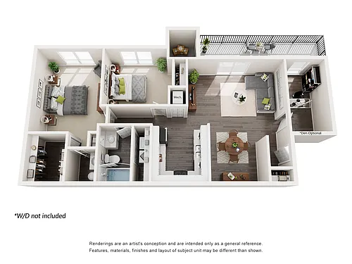 Floor plan 2 Bedroom One and Half Bath