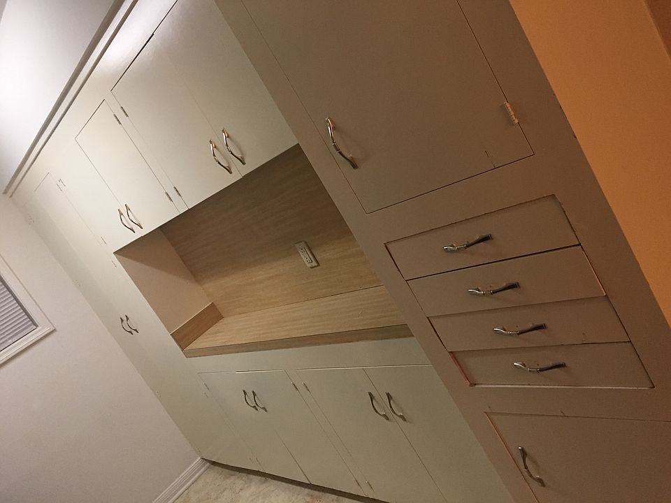 Refurbished Kitchen cabinet with nickel brushed handles