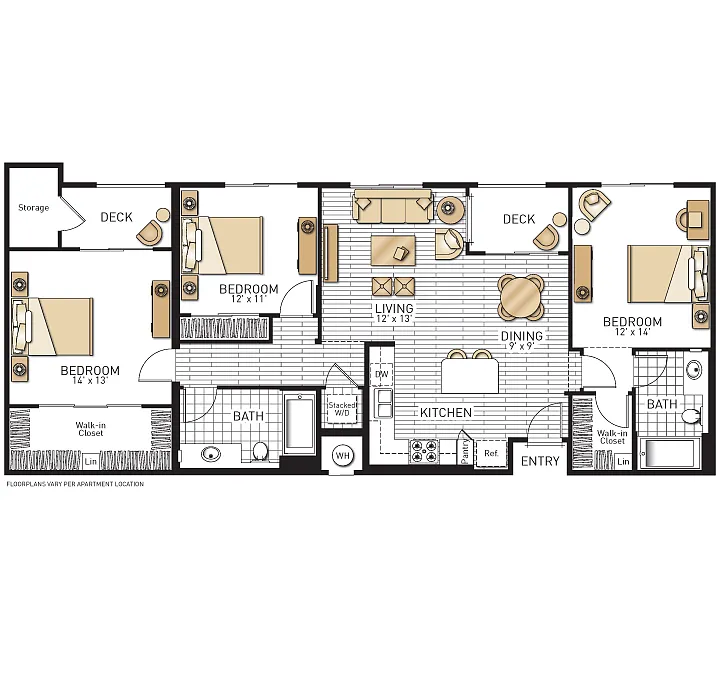 Floor plan Mirada - Three Bedrooms