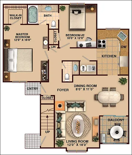 Floor plan 2 Bedroom Sunny Slope