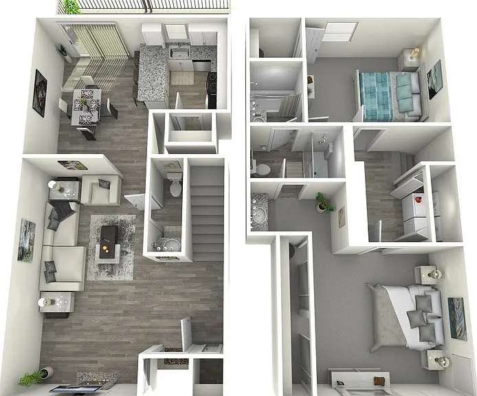 2 Bedroom Townhome Floorplan Diagram