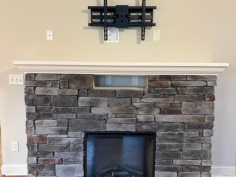 Electric fireplace with 3-way motion TV mount included.