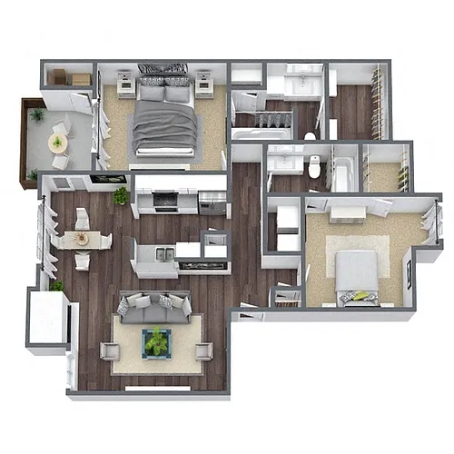 Floor plan B2: 2 Bed 2 Bath