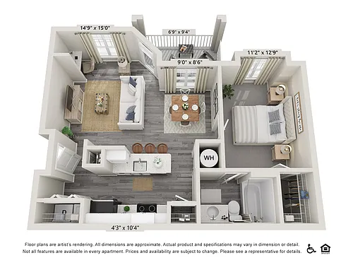 Floor plan Spruce (875 SF)