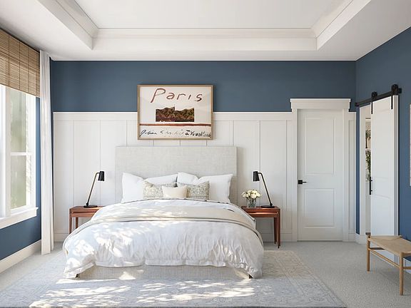 Primary suite with decorative feature wall