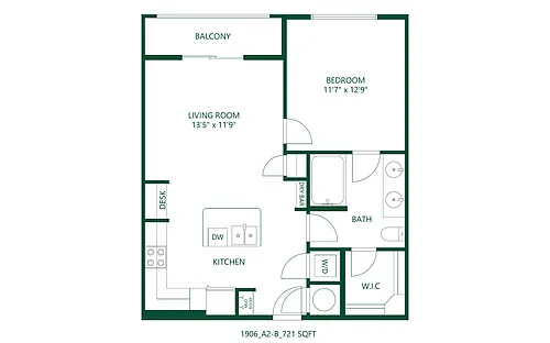 Floor plan 1 bed 1 bath