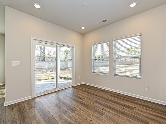 The finished back patio is conveniently connected to the great room.