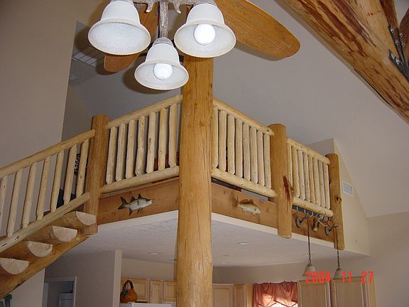 pine staircase to open loft