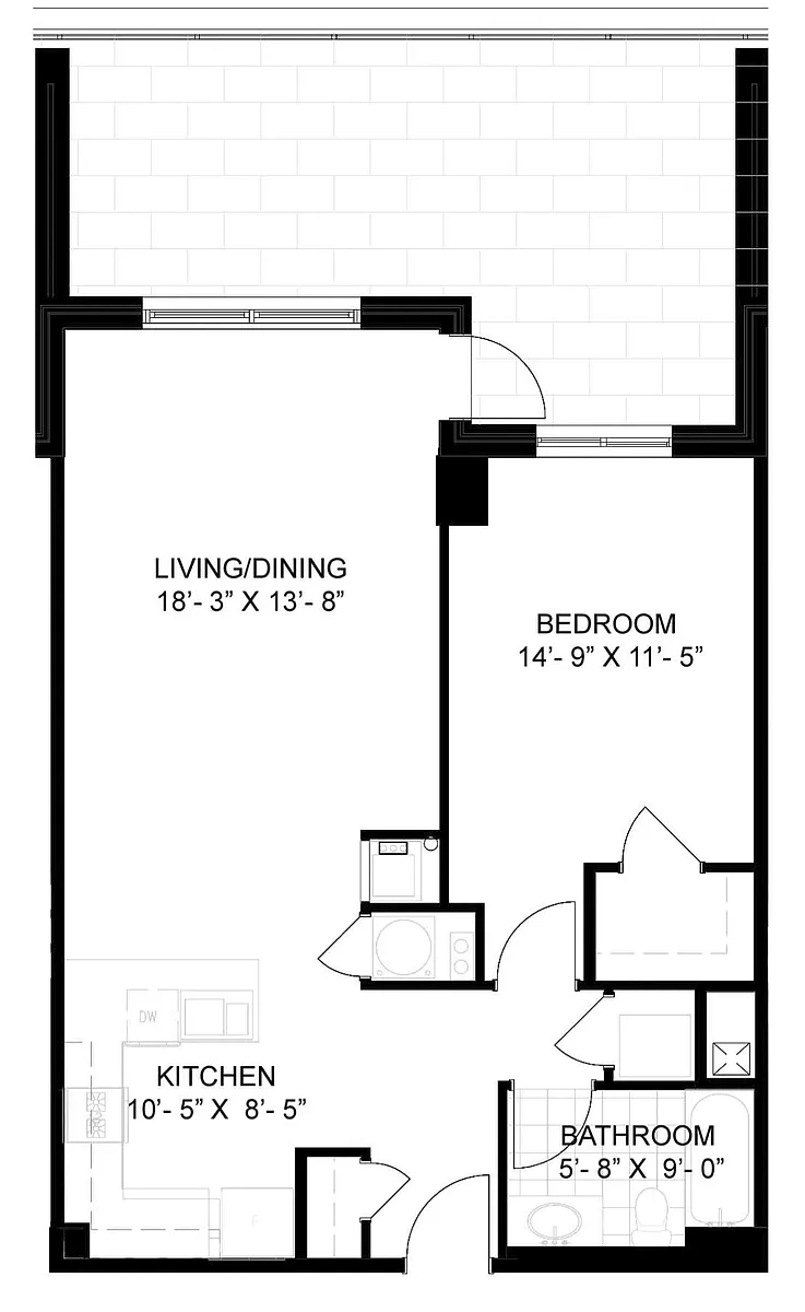 Floor plan 1 Bed/1 Bath-A02