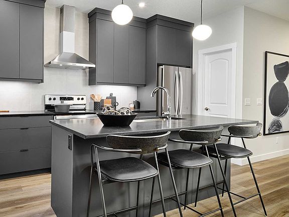 A photo of the kitchen of the Wicklow show home in Calgary by Brookfield Residential