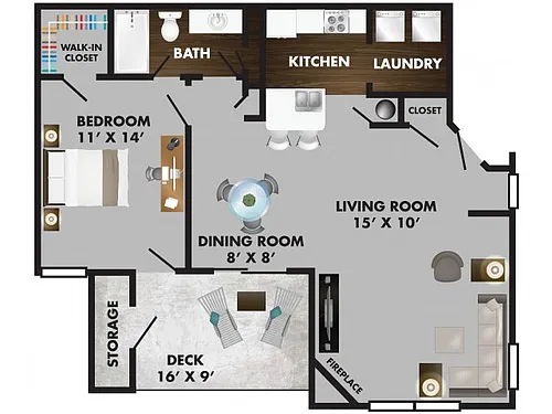 Floor plan Bel-aire with Deck