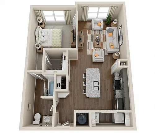 Floor plan Phase I 1 Bedroom, 1 Bath
