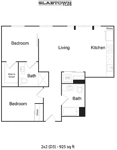 Floor plan 2 Bedroom 2 Bathroom D3