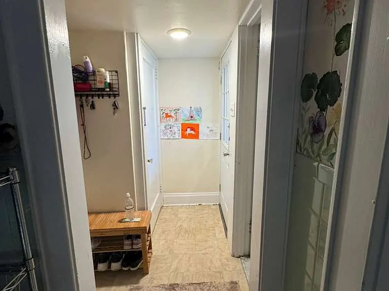 Hall entry from back door
Basement door on left
Powder room on right off kitchen