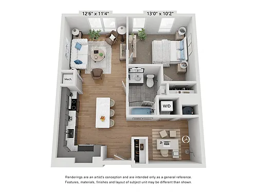 Floor plan The Captain - 1BR Den