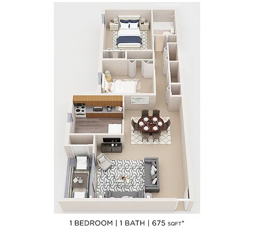 Floor plan One Bedroom - 675 sqft