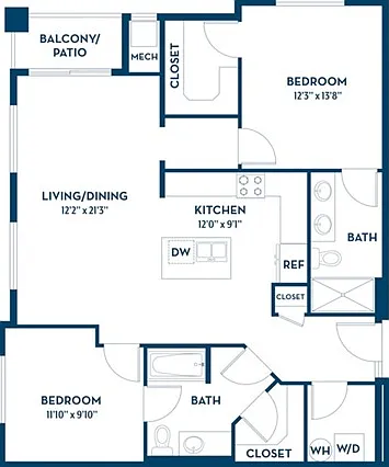 2 Bedroom | 2 Bath | 1237 SF 2 Bedroom | 2 Bath | 1237 SF