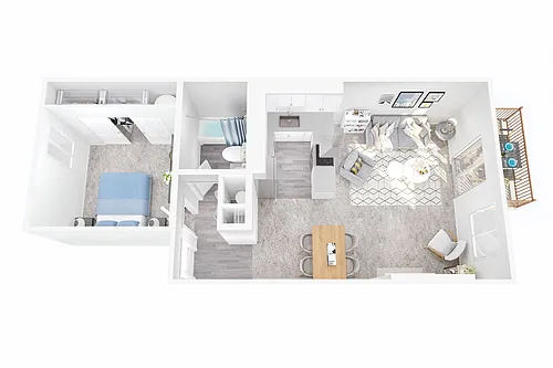 Floor plan Cedar- One Bedroom
