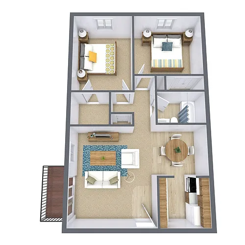 Floor plan Two Bedroom 21B