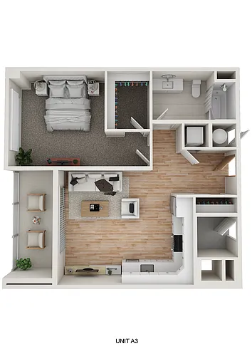 Floor plan A3 - Aveline - 1 Bedroom