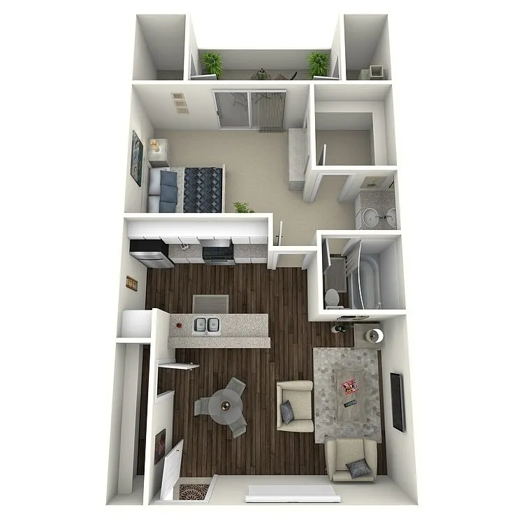 Floor plan Vista - One Bedroom/One Bath 600 Sq Ft