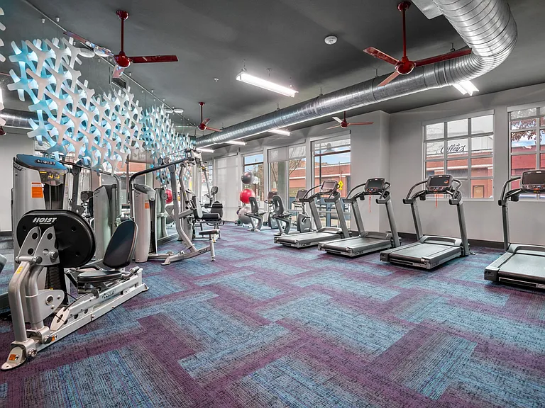 Fitness center at South Side Flats in Dallas TX