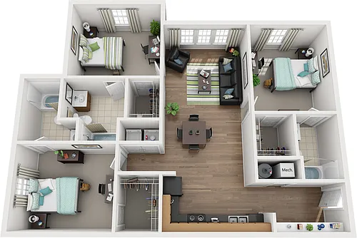 Floor plan 3bd/3ba