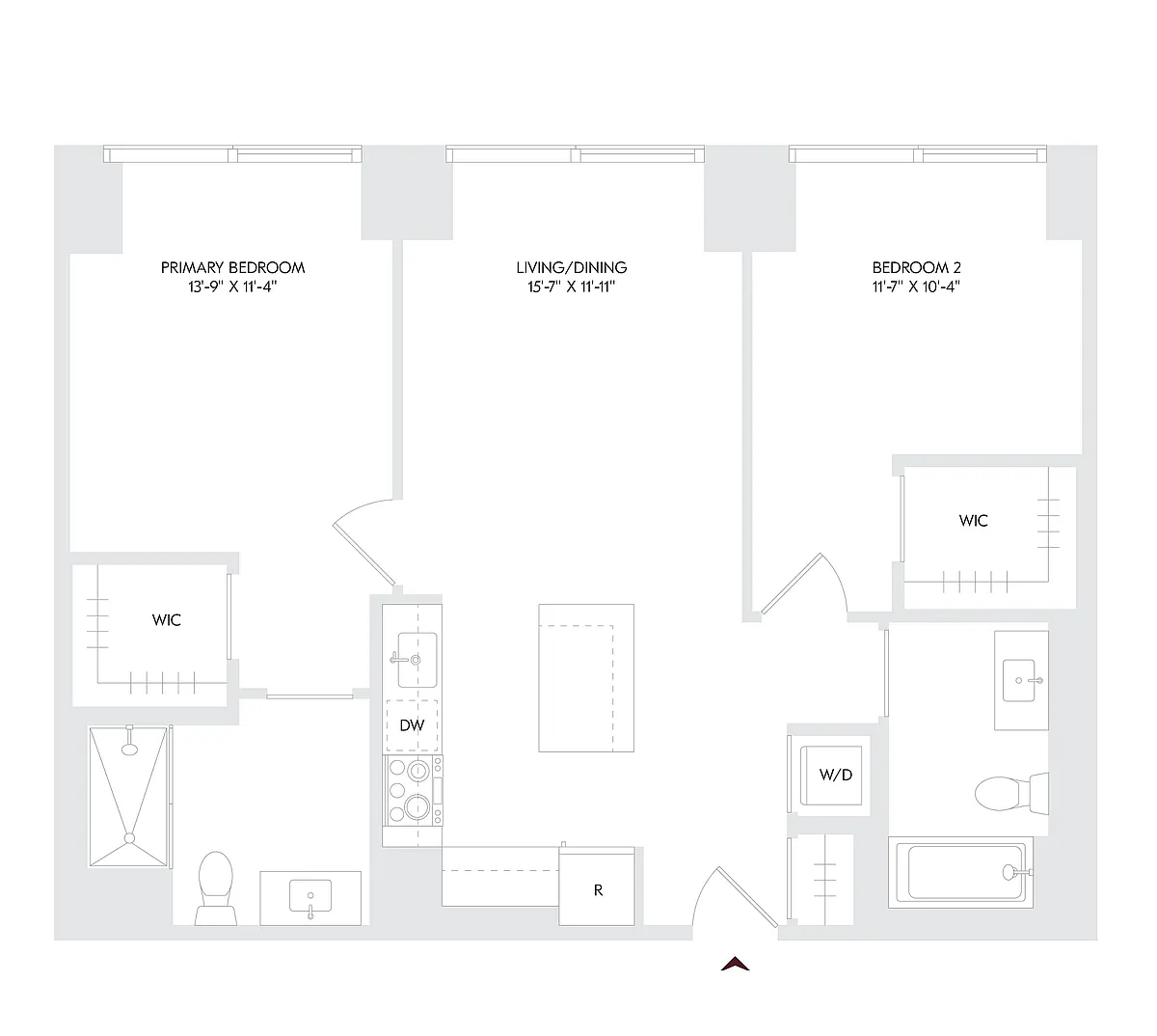 Floor plan 2 Bed 2 Bath F