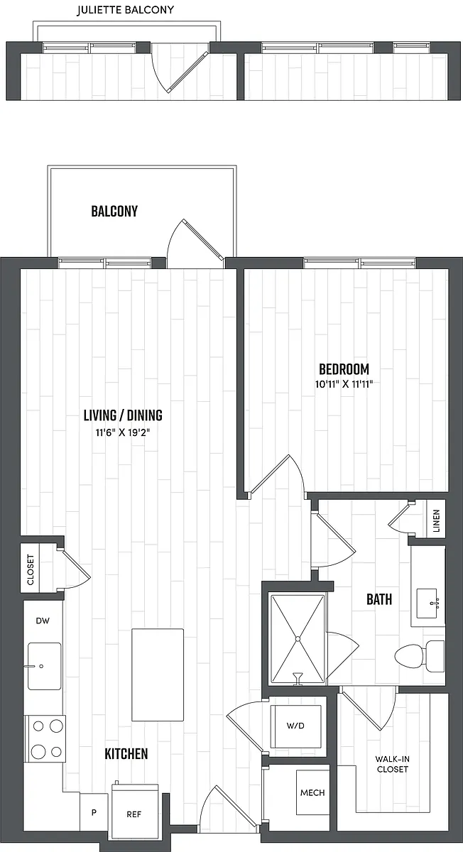 Floor plan 1 Bed/1 Bath-A2