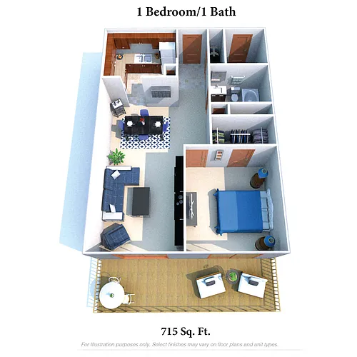 Floor plan One Bedroom One Bath