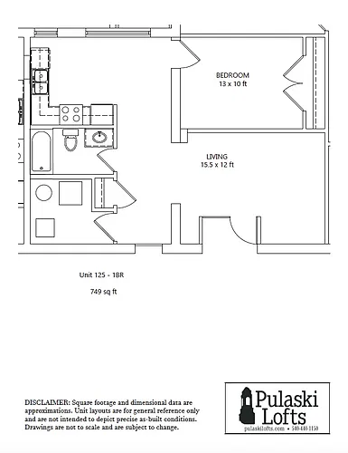 Floor plan One Bedroom 125