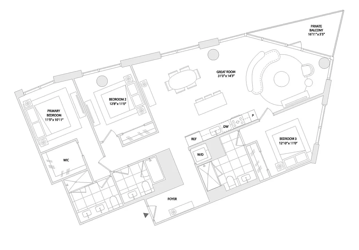Floor plan 3 BED A2