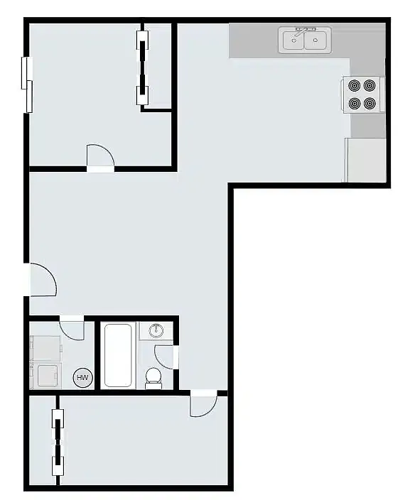Floor plan 2 Bedroom 1 Bath