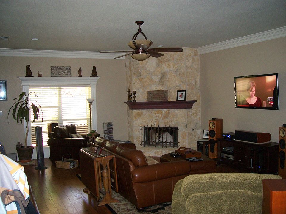 New stone on fireplace