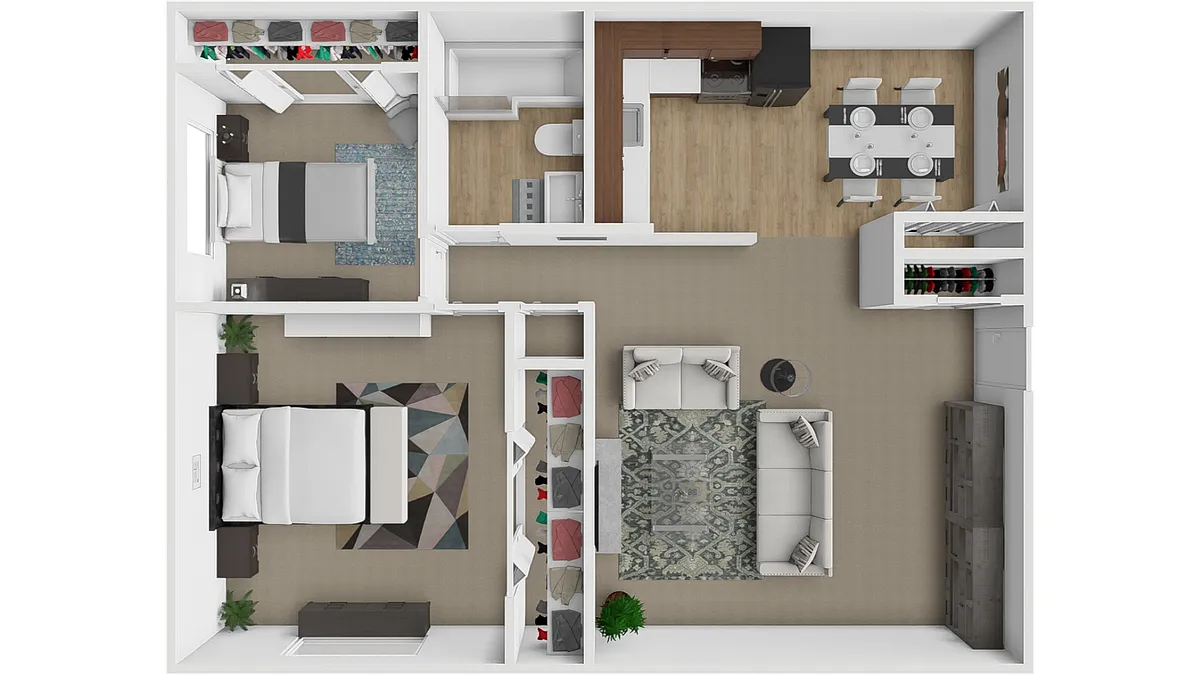 Floor plan 2 Bedroom 1 Bath